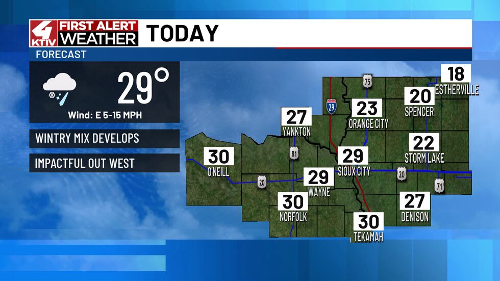 Wintry mix set to move into Siouxland may impact your Friday commute