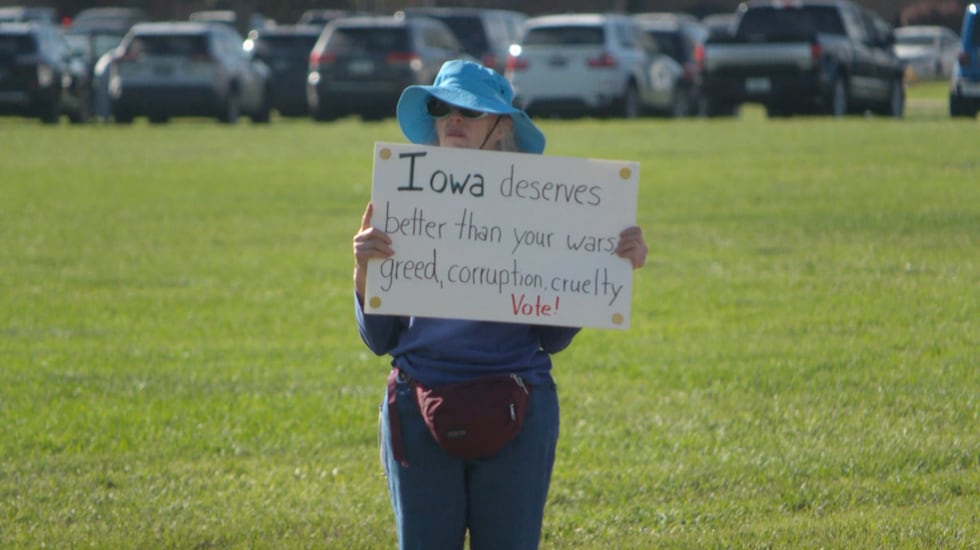 Protestor at the Sioux Gateway Airport