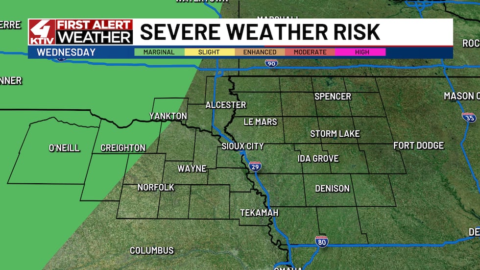Riesgo climático severo para el miércoles por la noche.