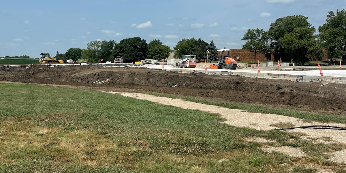 Iowa DOT construction on the roundabout near Marcus is making progress