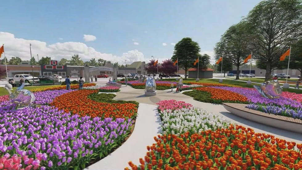 A rendering showing how many tulips officials are hoping to have with this redesign.