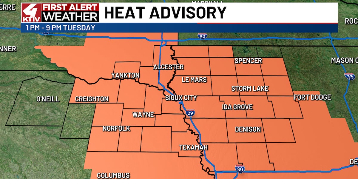 Heat Advisory for Tuesday with severe storm chances also moving in