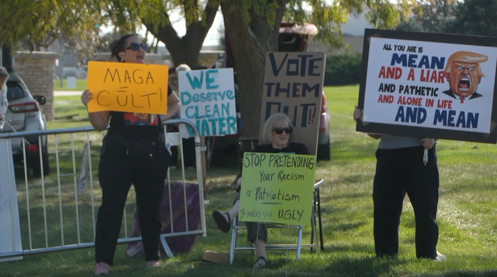Protest outside the Sioux Gateway Airport