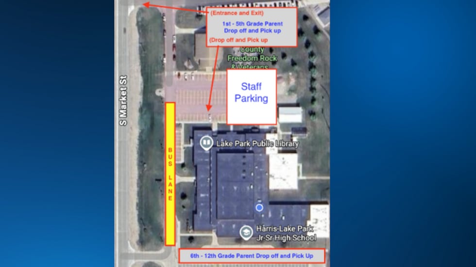 Map for the alternative school plan for Harris-Lake Community School District.