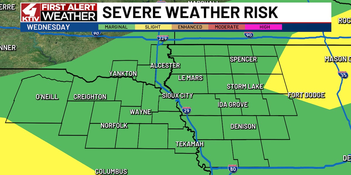Storm chances move into Siouxland Wednesday