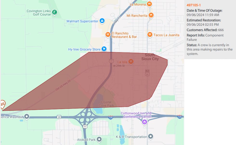 Nppd Map Power restored in South Sioux City