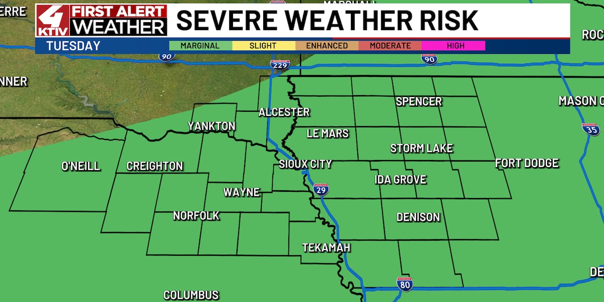 Another rain chance for Tuesday with more warmth to move back into the region