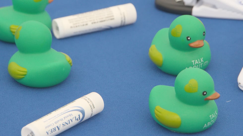 Le Mars YMCA hosts mental health walk, encouraging year-round conversations 1 Plains Area Mental Health Center distributes these rubber ducks in the community to help spark...