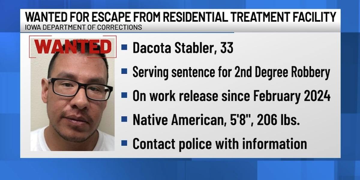 Inmate fails to return from Sioux City work release job