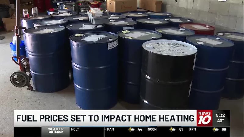The price of heating oil sits just under $6.50 a gallon, a $2 increase from a year ago.